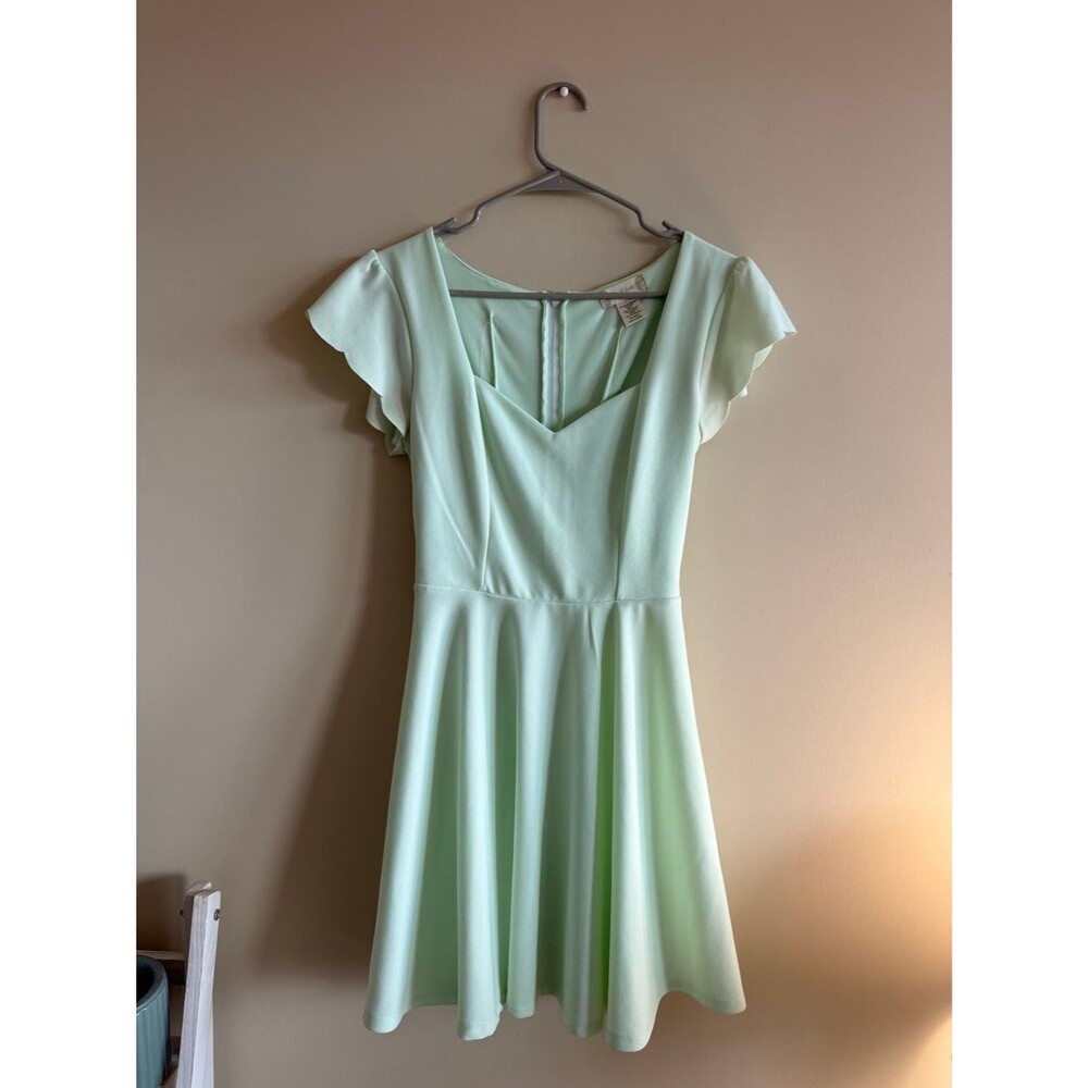 Mint Green Flutter Sleeve Fit and Flare Dress Wedding Guest Semi-Formal Sweethea
